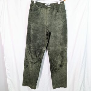 Sutton Studio Bloomingdales Suede High Rise Straight Leg Green Fall Holiday Sz 8